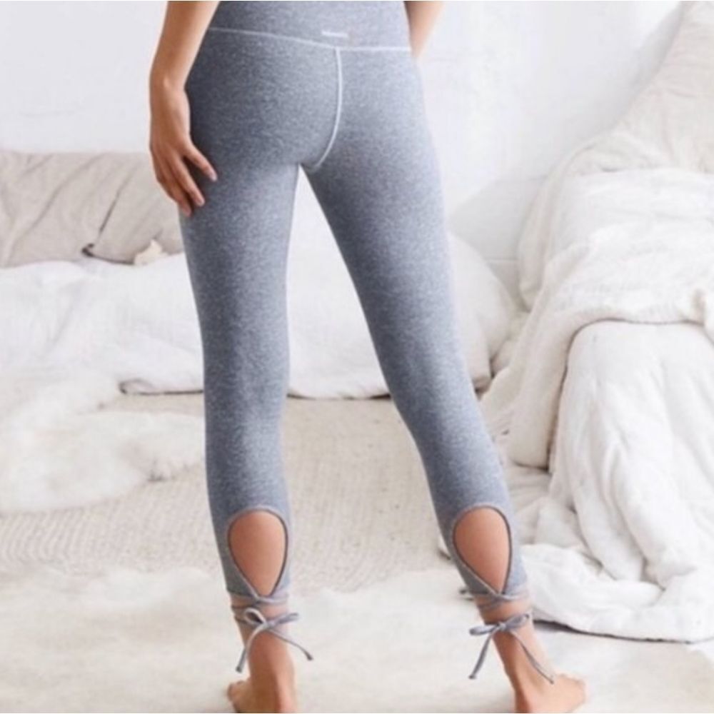 Aerie Ballet Lace Up Tie Grey Heathered Leggings NWOT US S